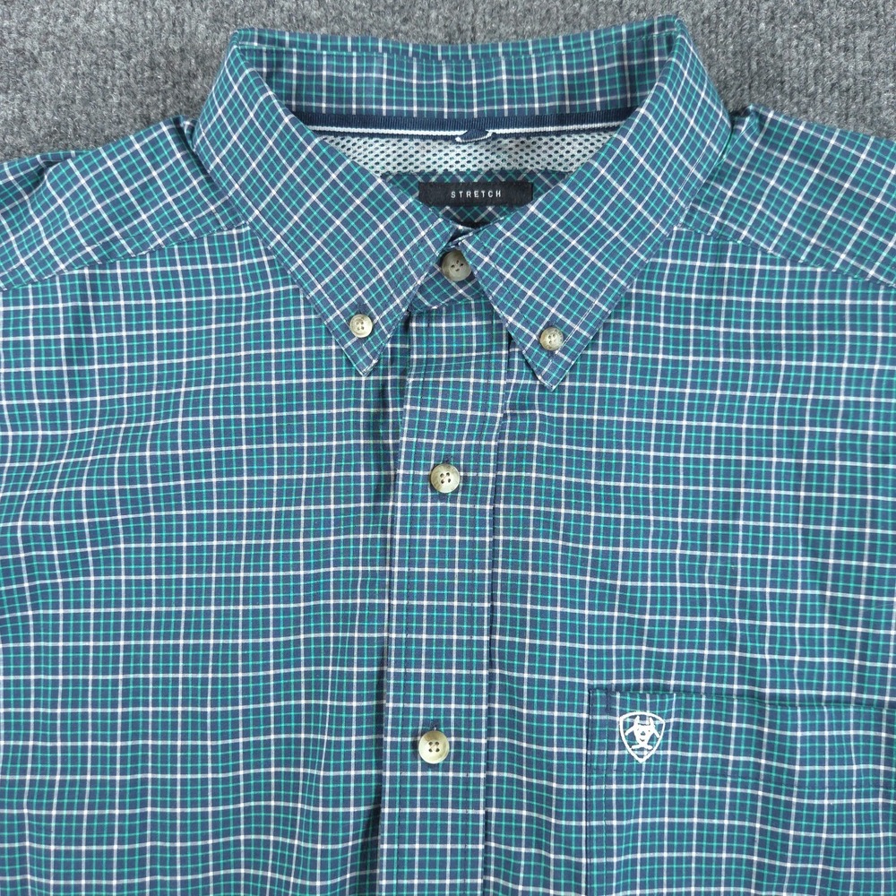 Ariat Pro Series Stretch‎ Mens XL (FIT 2XL) Button Down Shirt Plaid Long Sleeve